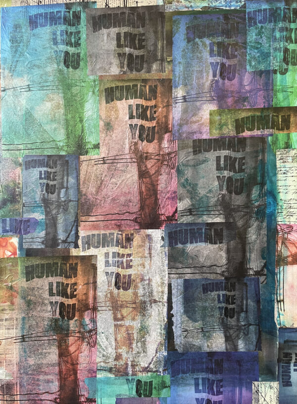 Human Like You collage scaled Tracy Casagrande Clancy Encaustic Mixed Media